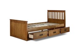 Time4sleep Captain Oak Finish 3 Drawer Wooden Storage Bed in Light Oak - Size: Single - thumbnail 5