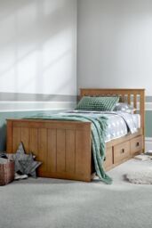Time4sleep Captain Oak Finish 3 Drawer Wooden Storage Bed in Light Oak - Size: Single