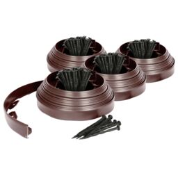 Harbour Housewares 40m Flexible Plastic Lawn Edging Path Grass Border with Plastic Pegs in Brown