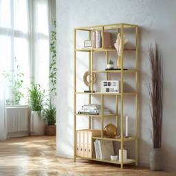 Pirlo Plush 6 Tier Tempered Glass Shelving Unit Gold - thumbnail 1