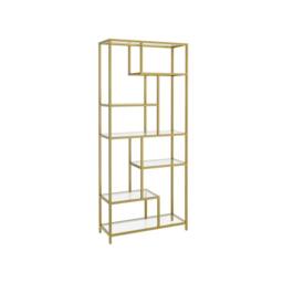 Pirlo Plush 6 Tier Tempered Glass Shelving Unit Gold - thumbnail 6