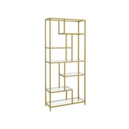 Pirlo Plush 6 Tier Tempered Glass Shelving Unit Gold - thumbnail 8