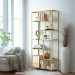 Pirlo Plush 6 Tier Tempered Glass Shelving Unit Gold - thumbnail 2