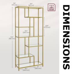 Pirlo Plush 6 Tier Tempered Glass Shelving Unit Gold - thumbnail 7