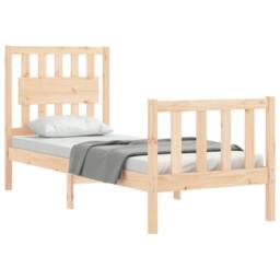 Berkfield Home Bed Frame with Headboard Small Single Solid Wood in Brown - thumbnail 3