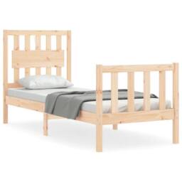 Berkfield Home Bed Frame with Headboard Small Single Solid Wood in Brown - thumbnail 2