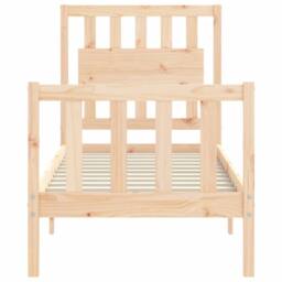 Berkfield Home Bed Frame with Headboard Small Single Solid Wood in Brown - thumbnail 6