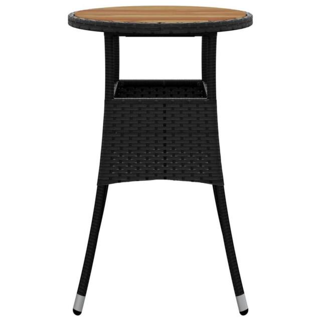 Berkfield Home Garden Table Ã˜60x75 cm Acacia Wood & Poly Rattan Black - Size: 60x75 cm - image 1
