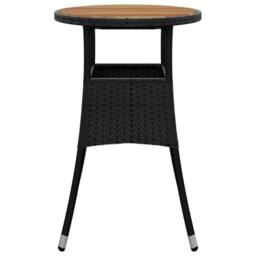 Berkfield Home Garden Table Ã˜60x75 cm Acacia Wood & Poly Rattan Black - Size: 60x75 cm - thumbnail 1