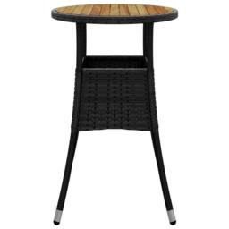 Berkfield Home Garden Table Ã˜60x75 cm Acacia Wood & Poly Rattan Black - Size: 60x75 cm - thumbnail 4