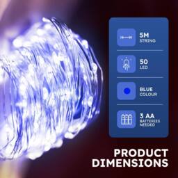 Desiretech LED Battery-Powered Fairy Lights Copper Wire String Lights 2Pack 50LED in Blue - thumbnail 3
