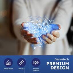 Desiretech LED Battery-Powered Fairy Lights Copper Wire String Lights 2Pack 50LED in Blue - thumbnail 4