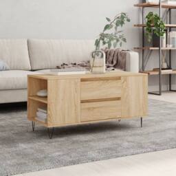 Berkfield Home Coffee Table Sonoma Oak 102x44.5x50 cm Engineered Wood in Light Tan - thumbnail 2