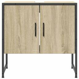 Berkfield Home Sturdy Bathroom Sink Cabinet Sonoma Oak 60x33x60 cm Engineered Wood in Light Tan - Size: 60 x 33 x 60 cm - thumbnail 5