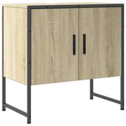 Berkfield Home Sturdy Bathroom Sink Cabinet Sonoma Oak 60x33x60 cm Engineered Wood in Light Tan - Size: 60 x 33 x 60 cm - thumbnail 3