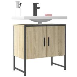 Berkfield Home Sturdy Bathroom Sink Cabinet Sonoma Oak 60x33x60 cm Engineered Wood in Light Tan - Size: 60 x 33 x 60 cm - thumbnail 2