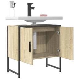 Berkfield Home Sturdy Bathroom Sink Cabinet Sonoma Oak 60x33x60 cm Engineered Wood in Light Tan - Size: 60 x 33 x 60 cm - thumbnail 4