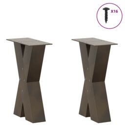 Berkfield Home Coffee Table Legs X-Shaped 2 pcs Natural Steel 28x(42-43) cm Steel in Brown - thumbnail 3