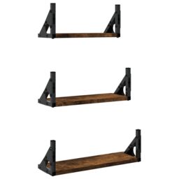 Berkfield Home 3 Piece Wall Shelf Set Smoked Oak Engineered Wood in Brown - thumbnail 6