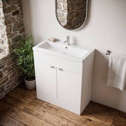 Balterley Alrewas Contemporary 2 Door Vanity Basin Unit, Gloss White, 800mm in White - thumbnail 3