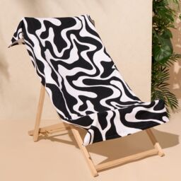 OHS Swirl Large Towel Bath Quick Dry Summer Travel Microfibre Absorbent in Black - thumbnail 2