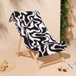 OHS Swirl Large Towel Bath Quick Dry Summer Travel Microfibre Absorbent in Black