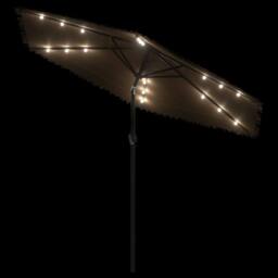 Berkfield Home Garden Parasol with LEDs & Steel Pole Brown 268x268x226 cm - Size: 268 x 268 x 226 cm - thumbnail 8