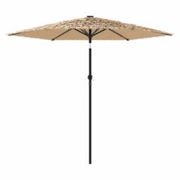 Berkfield Home Garden Parasol with LEDs & Steel Pole Brown 268x268x226 cm - Size: 268 x 268 x 226 cm - thumbnail 5