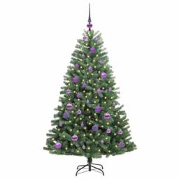 Berkfield Home Artificial Hinged Christmas Tree Green 150 cm PVC & Metal - thumbnail 3
