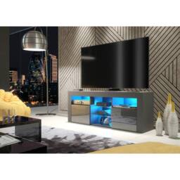 Creative Furniture Pulse TV Unit 145cm - Dark Grey with Gloss Doors & LED Lights - thumbnail 6
