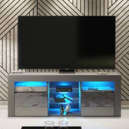 Creative Furniture Pulse TV Unit 145cm - Dark Grey with Gloss Doors & LED Lights