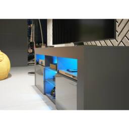 Creative Furniture Pulse TV Unit 145cm - Dark Grey with Gloss Doors & LED Lights - thumbnail 4