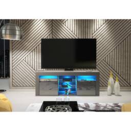 Creative Furniture Pulse TV Unit 145cm - Dark Grey with Gloss Doors & LED Lights - thumbnail 2