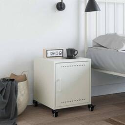 Berkfield Home Stylish Bedside Cabinet White 36x39x43.5 cm Steel - thumbnail 1