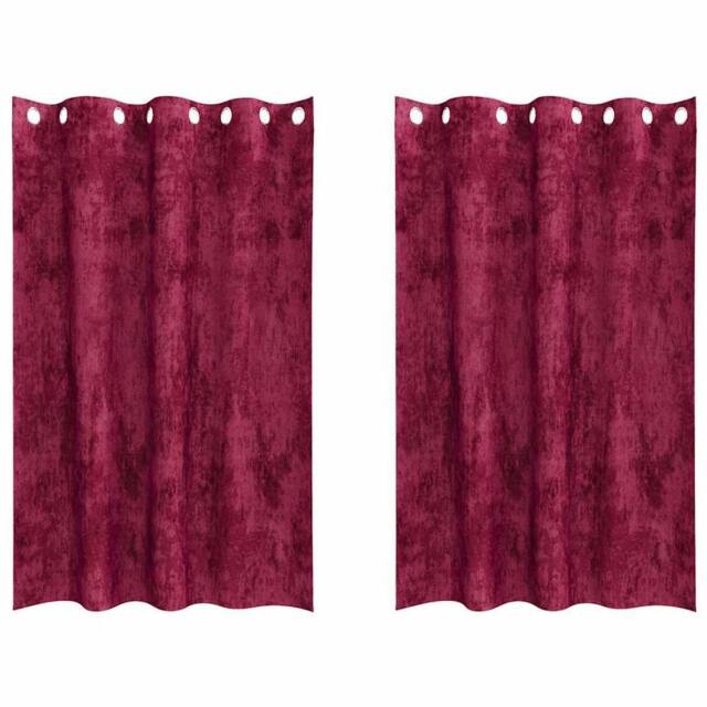 Berkfield Home Velvet Curtains 2 pcs with Eyelets Wine Red 175x140 cm - image 1