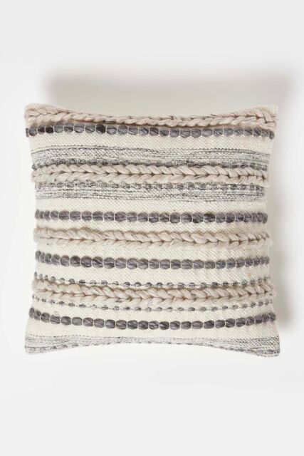 Homescapes Fyn Handwoven Braided Beige & Grey Kilim Cushion - Size: 45 cm x 45 cm - image 1
