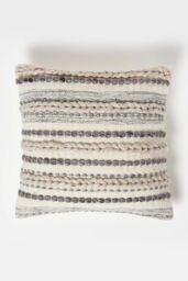 Homescapes Fyn Handwoven Braided Beige & Grey Kilim Cushion - Size: 45 cm x 45 cm