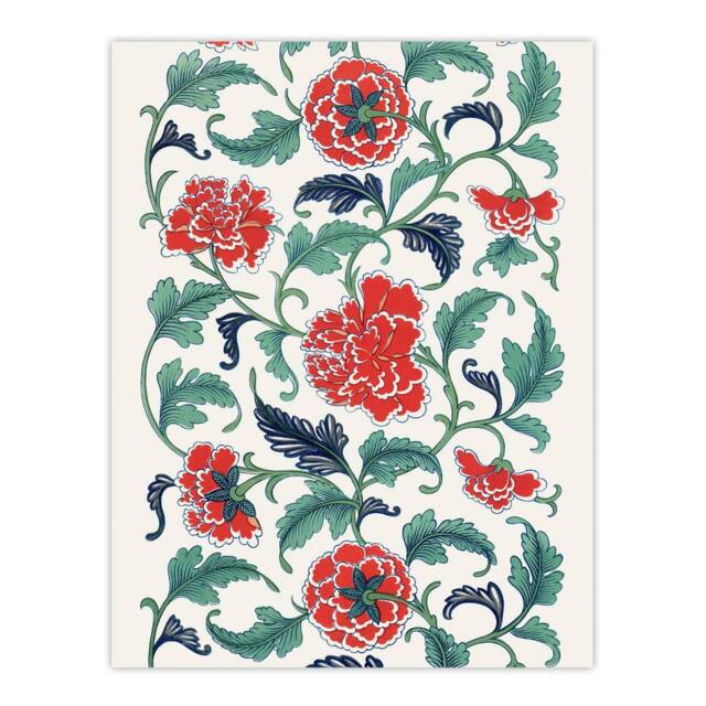 "Artery8 Owen Jones Elegant Red Flower Filigree Pattern Wall Art Print - Size: W12"" x H16""" - image 1