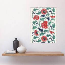 "Artery8 Owen Jones Elegant Red Flower Filigree Pattern Wall Art Print - Size: W12"" x H16""" - thumbnail 4