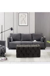Life Interiors 'Melia' Velvet Ottoman Bench Single in Charcoal - thumbnail 2