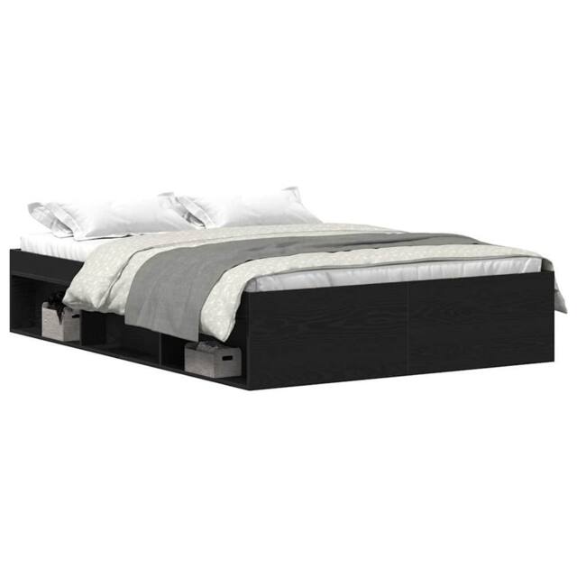 Berkfield Home Bed Frame without Mattress Black Oak 120x200 cm Engineered Wood - Size: Small Double - image 1