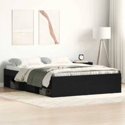 Berkfield Home Bed Frame without Mattress Black Oak 120x200 cm Engineered Wood - Size: Small Double - thumbnail 2