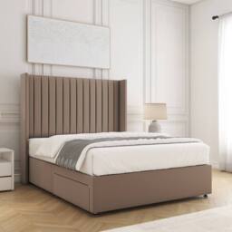 "BSSPOKE Manhattan Divan Bed Plush Velvet 54"" Headboard No Drawers No Mattress in Bronze - Size: Double" - thumbnail 2