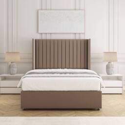 "BSSPOKE Manhattan Divan Bed Plush Velvet 54"" Headboard No Drawers No Mattress in Bronze - Size: Double" - thumbnail 3