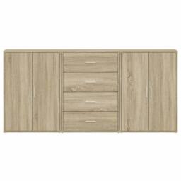 Berkfield Home Sideboards 3 pcs Sonoma Oak 60x31x84 cm Engineered Wood in Light Tan - Size: 60 x 31 x 84 cm - thumbnail 4