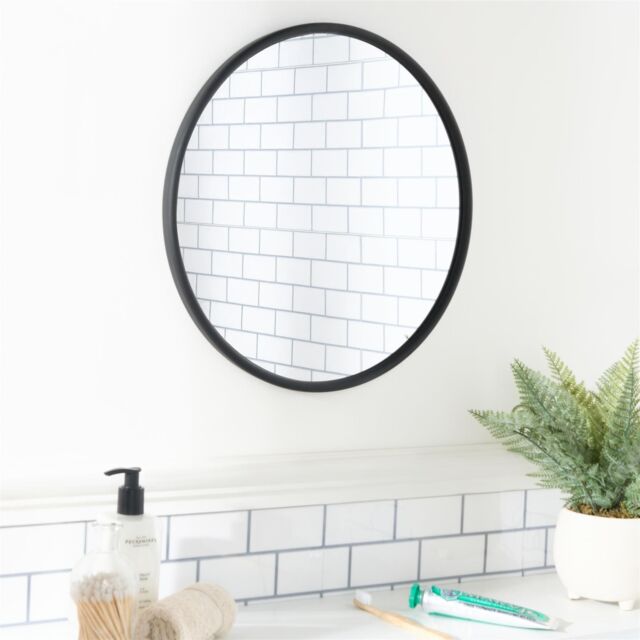 OHS Round Wall Mounted Bathroom Dressing Mirror in Black - image 1