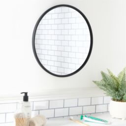 OHS Round Wall Mounted Bathroom Dressing Mirror in Black - thumbnail 1