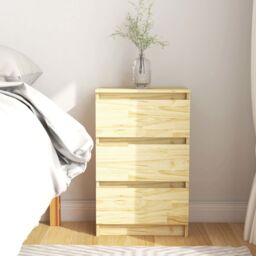 Berkfield Home Bedside Cabinet 40x29.5x64 cm Solid Pine Wood in Brown - thumbnail 1