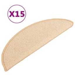 Berkfield Home Carpet Stair Treads 15 pcs Cream 56x17x3 cm - Size: Medium - thumbnail 2