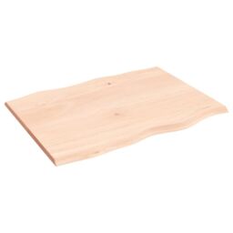 Berkfield Home Table Top 80x60x2 cm Untreated Solid Wood Oak Live Edge in Brown - Size: 80 x 60 x 2 cm - thumbnail 2